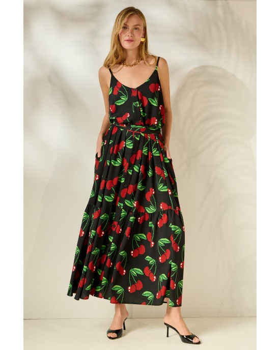 Mamoush Fotini Black Cherry Maxi Φόρεμα