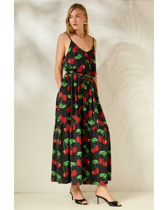 Mamoush Fotini Black Cherry Maxi Φόρεμα