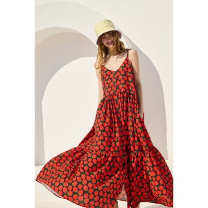 Mamoush Fotini Black Strawberries Maxi Φόρεμα