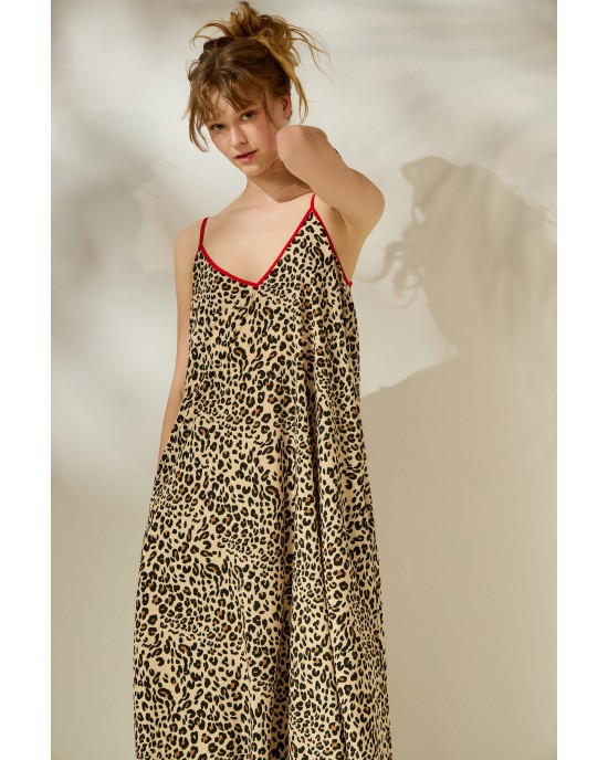Mamoush Aliki Animal Print Midi Φόρεμα