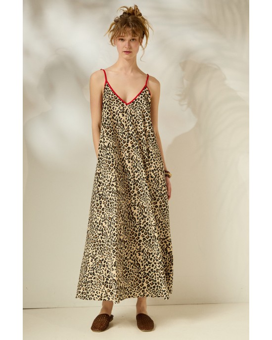 Mamoush Aliki Animal Print Midi Φόρεμα