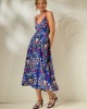 Mamoush Aliki Blue Flowers Midi Φόρεμα