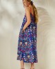 Mamoush Aliki Blue Flowers Midi Φόρεμα