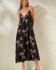 Mamoush Aliki Black Palm Trees Midi Φόρεμα