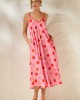 Mamoush Aliki Pink Apples Midi Φόρεμα