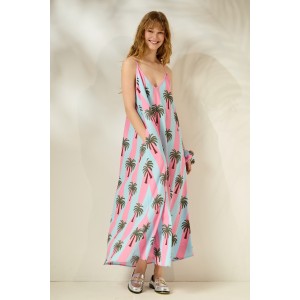 Mamoush Aliki Striped Palm Trees Midi Φόρεμα