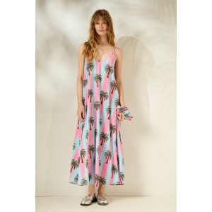 Mamoush Aliki Striped Palm Trees Midi Φόρεμα