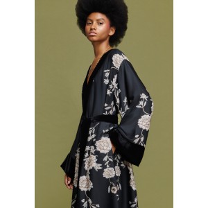 Mamoush Vanessa Long Velvet Black/Floral Κιμονό Mamoush Vanessa Long Velvet Black/Floral Κιμονό