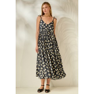 Mamoush Julianna Black Bows Midi Φόρεμα