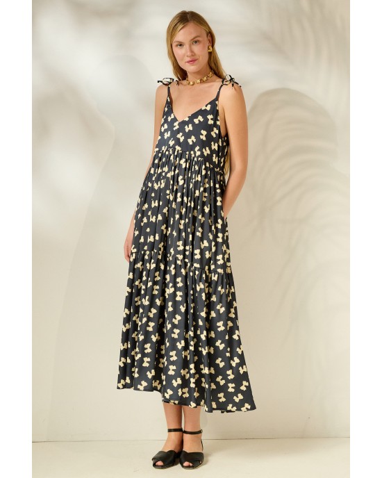 Mamoush Julianna Black Bows Midi Φόρεμα
