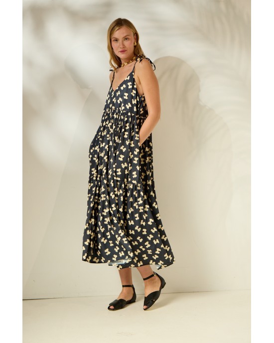 Mamoush Julianna Black Bows Midi Φόρεμα