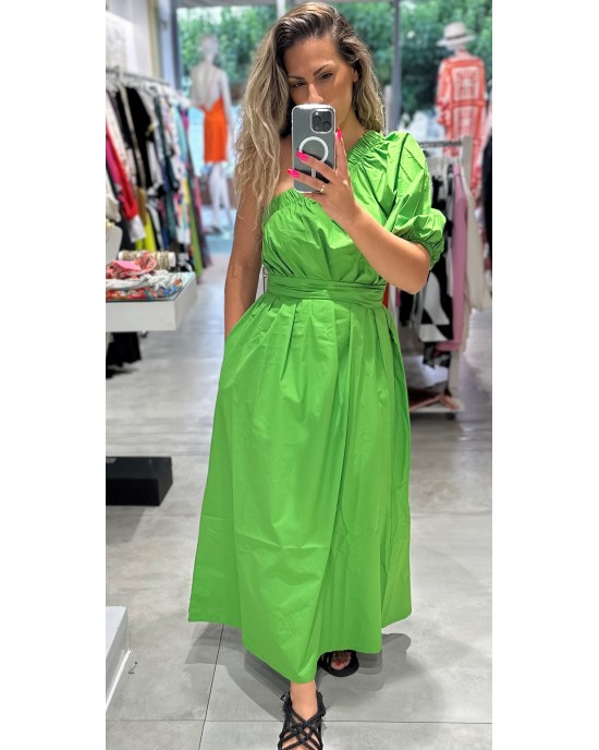 MAMOUSH One Shoulder Midi Green Φόρεμα