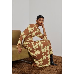 Mamoush Zeta Chocola/Yellow Midi Φόρεμα