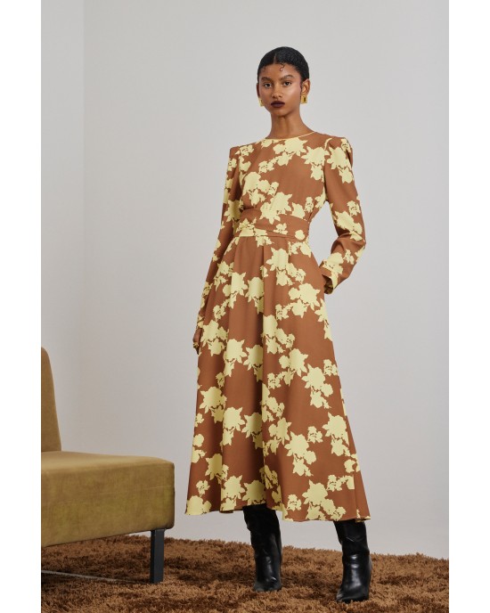 Mamoush Zeta Chocola/Yellow Midi Φόρεμα Mamoush Zeta Chocola/Yellow Midi Φόρεμα