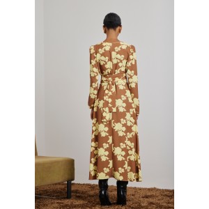 Mamoush Zeta Chocola/Yellow Midi Φόρεμα