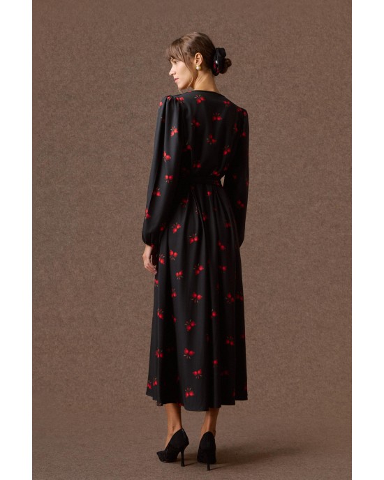 Mamoush Klelia Pomegranates Black Midi Φόρεμα