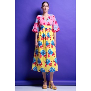Mamoush Lolita Pink/Yellow Two-Tone Midi Φόρεμα Mamoush Lolita Pink/Yellow Two-Tone Midi Φόρεμα