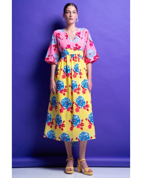 Mamoush Lolita Pink/Yellow Two-Tone Midi Φόρεμα Mamoush Lolita Pink/Yellow Two-Tone Midi Φόρεμα