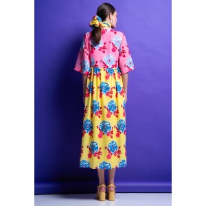 Mamoush Lolita Pink/Yellow Two-Tone Midi Φόρεμα Mamoush Lolita Pink/Yellow Two-Tone Midi Φόρεμα