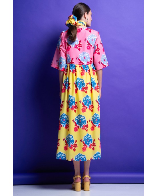 Mamoush Lolita Pink/Yellow Two-Tone Midi Φόρεμα Mamoush Lolita Pink/Yellow Two-Tone Midi Φόρεμα