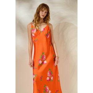 Mamoush Ioanna Orange Roses Φόρεμα