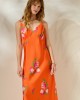 Mamoush Ioanna Orange Roses Φόρεμα