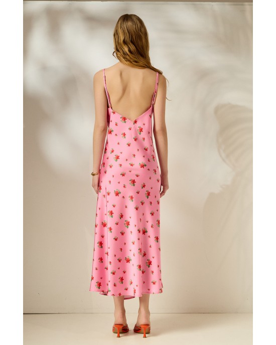 Mamoush Ioanna Pink Roses Φόρεμα