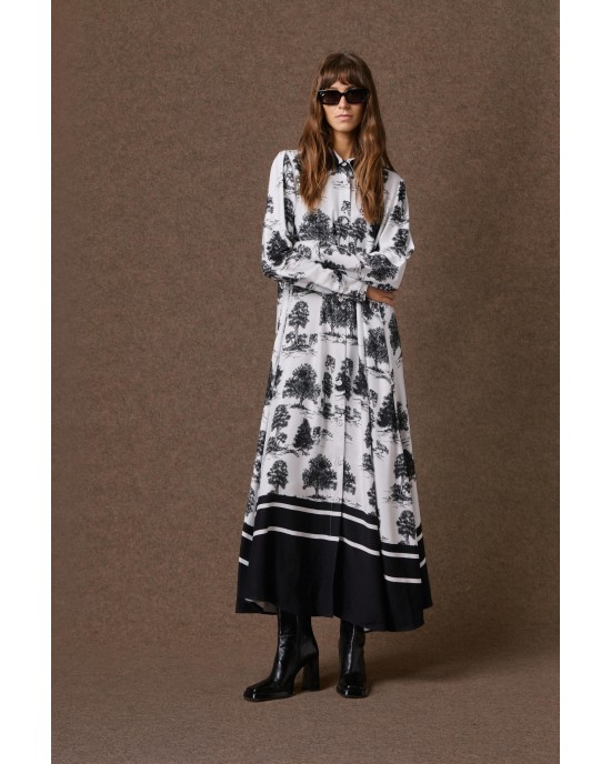 Mamoush Amyra Black/White Maxi Φόρεμα