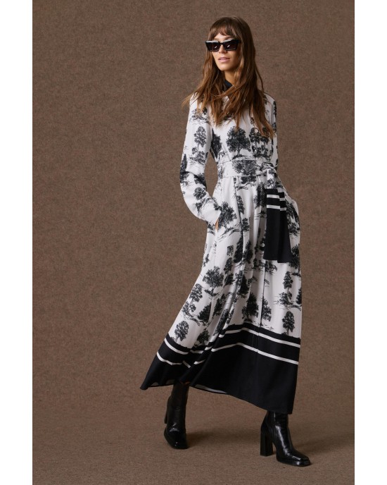 Mamoush Amyra Black/White Maxi Φόρεμα