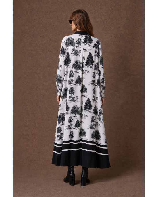 Mamoush Amyra Black/White Maxi Φόρεμα