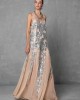 Mya Collection Daria Beige Cape & Maxi Φόρεμα