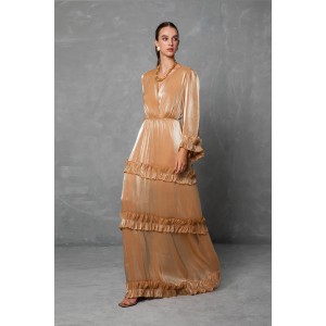 Mya Collection Sorelia Beige Maxi Φόρεμα