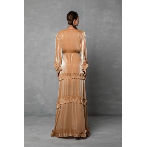 Mya Collection Sorelia Beige Maxi Φόρεμα