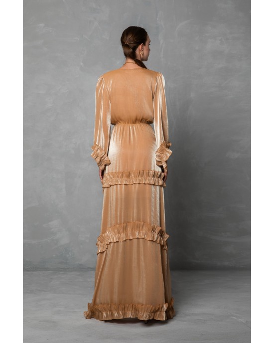 Mya Collection Sorelia Beige Maxi Φόρεμα