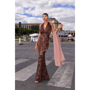 Mya Collection Belisse Brown Maxi Φόρεμα