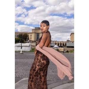 Mya Collection Belisse Brown Maxi Φόρεμα