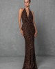 Mya Collection Belisse Brown Maxi Φόρεμα