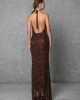 Mya Collection Belisse Brown Maxi Φόρεμα