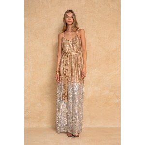 Mya Collection Tessa Beige Maxi Φόρεμα