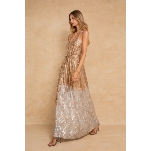 Mya Collection Tessa Beige Maxi Φόρεμα
