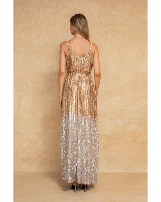 Mya Collection Tessa Beige Maxi Φόρεμα