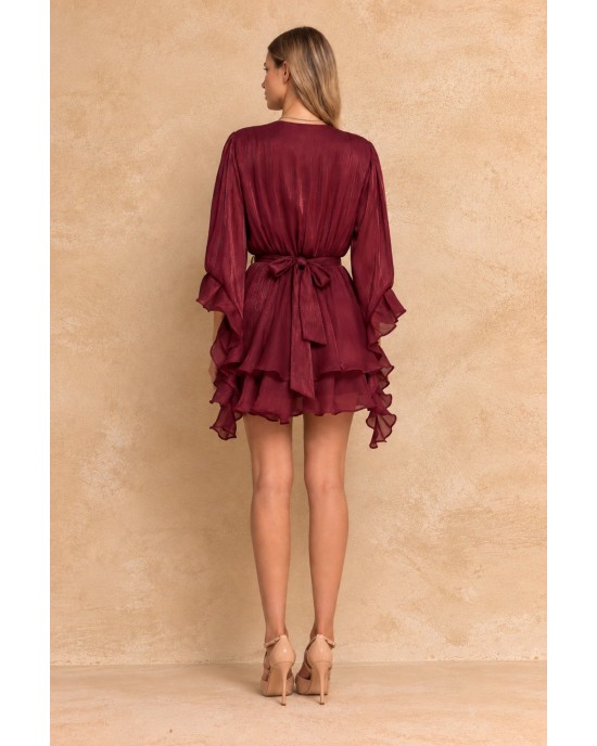 Mya Collection Annelise Burgundy Mini Φόρεμα