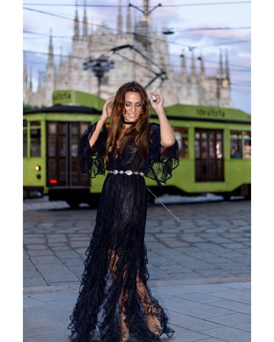 Mya Collection Oriana Black Maxi Φόρεμα