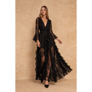 Mya Collection Oriana Black Maxi Φόρεμα