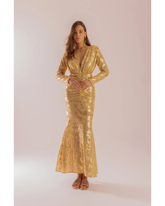 MYA Collection Finley Gold Maxi Φόρεμα
