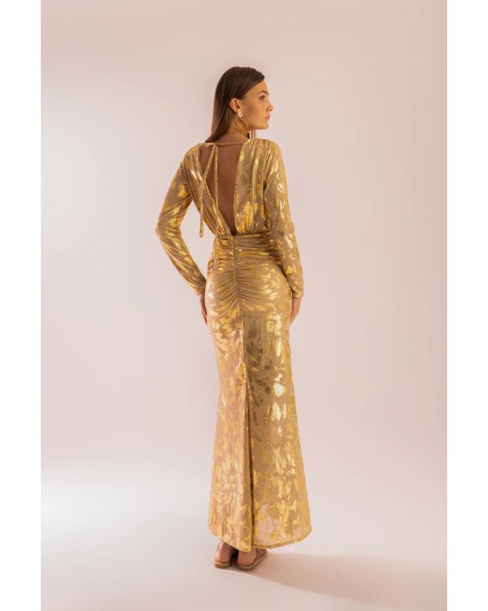 MYA Collection Finley Gold Maxi Φόρεμα