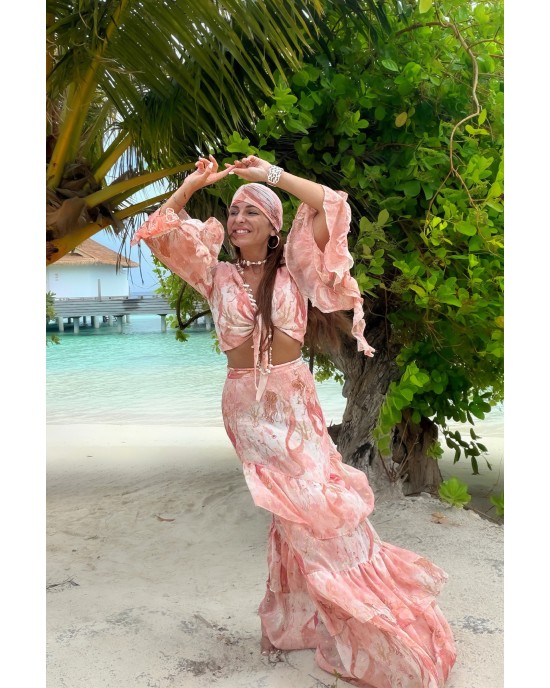 Mya Collection Calypso Pink Top & Φούστα