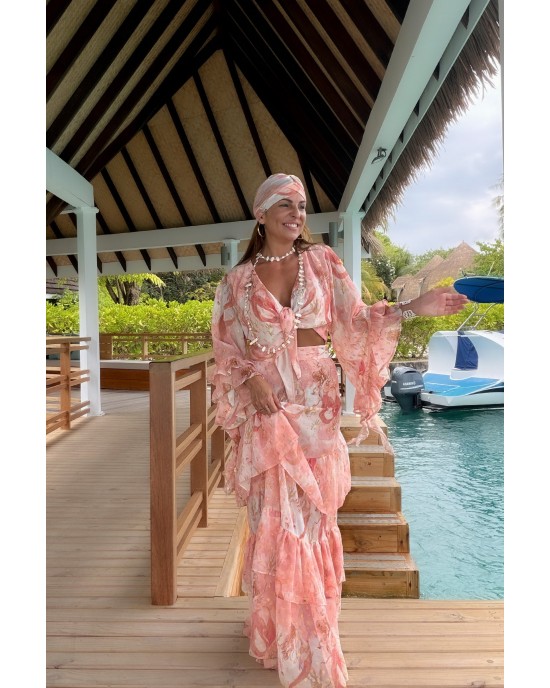 Mya Collection Calypso Pink Top & Φούστα