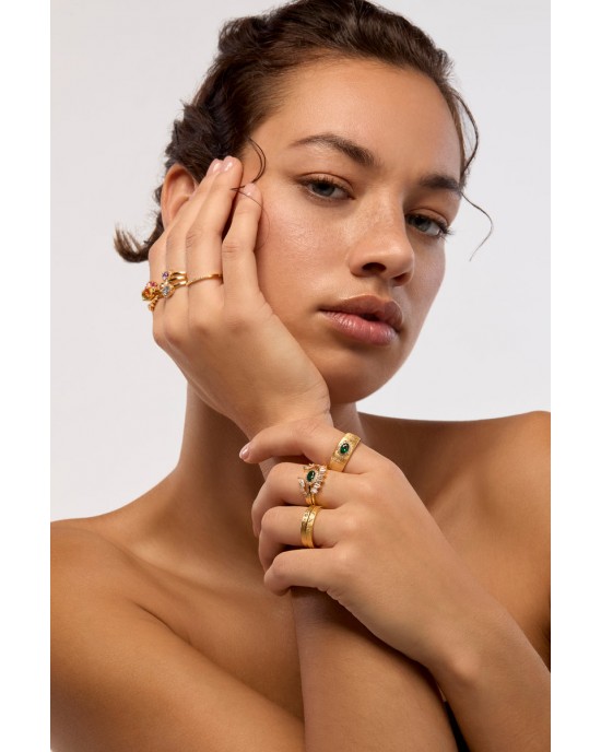 MYA-BAY Dynasty Cuff Green Δαχτυλίδι