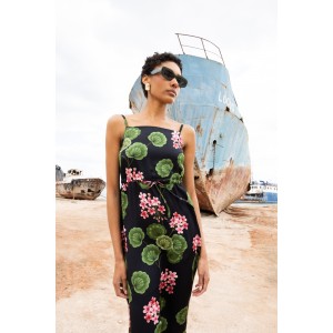 Maeda Black Floral Printed Φόρεμα